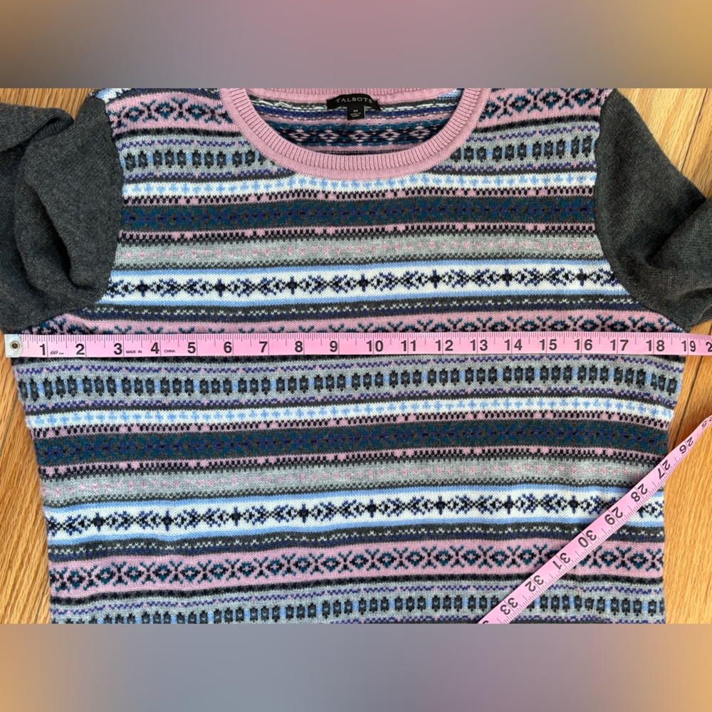 Talbots Patterned Stripe Pullover Sweater Gray Pi… - image 6